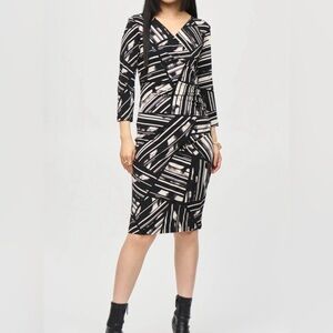 NWT Sz 2 Joseph Ribkoff Monochrome Geometric Dress
